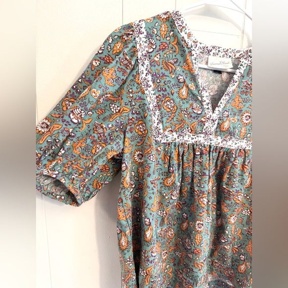 Universal Thread Floral Paisley Women's Blouse Puff Sleeve Cottage Boho Fall XS - Picture 3 of 4